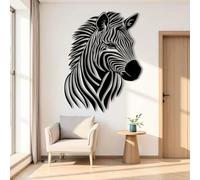 Metal Black Zebra Wall Art, Metal Animal Wall Art Decor, Zebra Artwork Decoration Modern Sculpture for Living Room,Bedroom Hallway Home Decor(Black 90x68 cm (35x27 in))