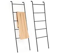 Metal Blanket Ladder Set of 2 Black Blanket Ladders for The Living Room Towel Ladder Rack Holder for Bathroom Bedroom (Black)