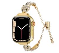 Metal Bling Bracelet Compatible with Apple Watch Bands 41 40 38mm Women Men,Snake Serpent Shape Wristband with Shiny Rhinestones for iWatch Series 10 9 8 7 6 5 4-1 Ultra 2 SE (Gold,38mm)