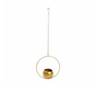 Metal Boho Hanging Planter, Ceiling Hanging Flower Pot for Indoor Plants Succulents Cactus, Modern Oval/Round Garden Decor with Chain(Style A Gold)