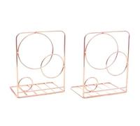 Metal Book Ends Decorative Book Holder for Shelves Geometric Design Heavy Duty Metal Bookend for Home Office and Coffee Black Book Stopper (ROSE GOLD)
