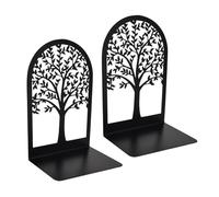 Metal Book Ends,Heavy Duty Bookends,Metal Bookend for Office and School,Decorative Tree Unique Design Book Stand Stoppers,Student Bookworms Gift,Black (2er Pack) (Black Tree of Life)