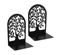 Metal Book Ends,Heavy Duty Bookends,Metal Bookend for Office and School,Decorative Tree Unique Design Book Stand Stoppers,Student Bookworms Gift,Black (2er Pack) (Black Bush)