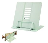 Metal Book Stand,Metal Cookbook Holder,Book Holder for Reading,Portable Sturdy Bookstands,Multifunctional Reading Rack,Adjustable Recipe Document Stand,Suitable for Kitchen,Offices,School(Green)