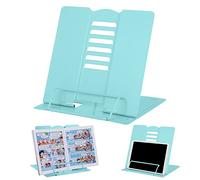 Metal Book Stand Reading Book Holder Lightweight Cook Book Stands Portable Textbook Holders Adjustable Recipe Document Stand Tablet Music Book Stands&Holders(Light Lake Green)