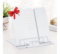 Metal Book Stand Reading Book Holder Lightweight Cook Book Stands Portable Textbook Holders Adjustable Recipe Document Stand Tablet Music Book Stands&Holders(White)