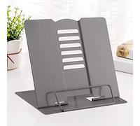 Metal Book Stand Reading Book Holder Lightweight Cook Book Stands Portable Textbook Holders Adjustable Recipe Document Stand Tablet Music Book Stands&Holders(Grey)