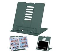 Metal Book Stand Reading Book Holder Lightweight Cook Book Stands Portable Textbook Holders Adjustable Recipe Document Stand Tablet Music Book Stands&Holders (Moranti Green)