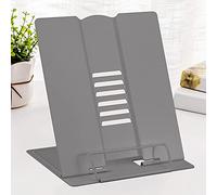 Metal Book Stand Reading Book Holder Lightweight Cook Book Stands Portable Textbook Holders Adjustable Recipe Document Stand Tablet Music Book Stands&Holders (Grey)