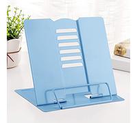 Metal Book Stand Reading Book Holder Lightweight Cook Book Stands Portable Textbook Holders Adjustable Recipe Document Stand Tablet Music Book Stands&Holders(Light Blue)