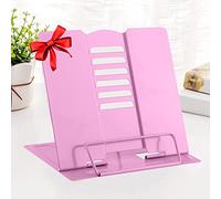 Metal Book Stand Reading Book Holder Lightweight Cook Book Stands Portable Textbook Holders Adjustable Recipe Document Stand Tablet Music Book Stands&Holders(Pink)