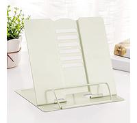 Metal Book Stand Reading Book Holder Lightweight Cook Book Stands Portable Textbook Holders Adjustable Recipe Document Stand Tablet Music Book Stands&Holders(Milky White)