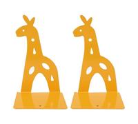 Metal Bookend Heavy Duty Steel Cartoon Animal Shaped Non Slip Book Ends for Bookshelves Offices 2 Pack (Yellow Giraffe)