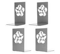 Metal Bookends 4Pcs Set | Strong Hold - Proof Design for Sturdy Support | Rounded Corner Desktop Organizer for Office/Study/Home | Decorative Book Ends (Flowers)