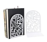 Metal Bookends Set - White - For Office, School & Home - Sturdy Support for Shelves & Book Rows