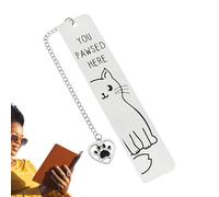 Metal Bookmaker with Cat Paw Pendant - Metal Cat Bookmark, Metal Bookmark | Unique Accessories, Animal Bookmarks for Women and Cat Lovers, Pr