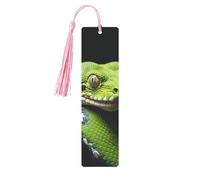 Metal Bookmark for Men Women Personalized Carving Book Mark with Tassel Pendant Cute Green Tree Python Bookmark for Book Lovers Birthday Present Students Teachers Gift