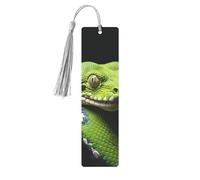 Metal Bookmark for Men Women Personalized Carving Book Mark with Tassel Pendant Cute Green Tree Python Bookmark for Book Lovers Birthday Present Students Teachers Gift