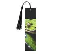 Metal Bookmark for Men Women Personalized Carving Book Mark with Tassel Pendant Cute Green Tree Python Bookmark for Book Lovers Birthday Present Students Teachers Gift