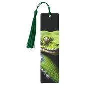 Metal Bookmark for Men Women Personalized Carving Book Mark with Tassel Pendant Cute Green Tree Python Bookmark for Book Lovers Birthday Present Students Teachers Gift
