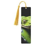 Metal Bookmark for Men Women Personalized Carving Book Mark with Tassel Pendant Cute Green Tree Python Bookmark for Book Lovers Birthday Present Students Teachers Gift