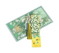 Metal Bookmark Page Marker in Oil Painting with Tassel Book Lovers Art for Giving Shining Flowers