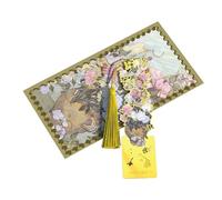 Metal Bookmark Page Marker in Oil Painting with Tassel Book Lovers Art for Giving Shining Flowers