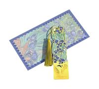 Metal Bookmark Page Marker in Oil Painting with Tassel Book Lovers Art for Giving Shining Flowers
