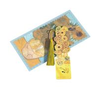 Metal Bookmark Page Marker in Oil Painting with Tassel Book Lovers Art for Giving Shining Flowers