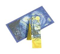 Metal Bookmark Page Marker in Oil Painting with Tassel Book Lovers Art for Giving Shining Flowers