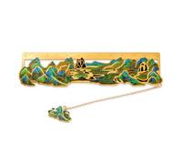 Metal Bookmark Ruler Bookmark Ruler Page Holder Marker Pendant with Chinese Cutout Pattern Strong Practical Use Suitable for, A Thousand Li of Rivers & Mountains