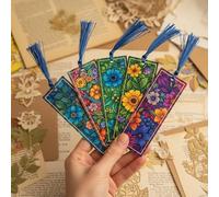 Metal Bookmark with Tassel, Rectangle Craft Bookmark with Hole, Durable Two-Sided Page Marker for Books, Journals, Gifts & Present Tags