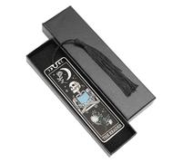 Metal Bookmark with Tassels,Skeleton Tarot Bookmarks for Women Men,Funny Book Mark for Halloween Christmas (Black)