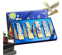 Metal Bookmarks,4 Piece Metal Artistic Hollow Tassel,Fancy Bookmarks Set | for Book Lovers Reading Learning Classroom School Office Study Room Home Library