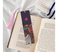 Metal Bookmarks for Book Lovers, Handmade DIY Book Mark with Pink Tassels Colorful Tribal Floral Elephant Page Markers Artistic Book Accessories Gift for Women Men
