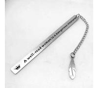 Metal Bookmarks with Interesting Words Stainless Book Marks Present Birthday Christmas Bookmark Gift for Writers Teachers Graduation Seniors Her Him Holiday Stocking Stuffers (Well-Read Woman)