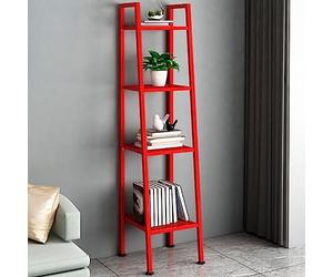 Metal Bookshelf, Modern Bookcase with Rectangular Shelves, Multi-Layer Storage Rack for Kitchen, Floor-to-Ceiling Design, Trapezoidal Flower Stand