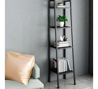 Metal Bookshelf, Modern Floor-to-Ceiling Storage Rack with Rectangular Shelves, Multi-Layer Trapezoidal Bookcase and Flower Stand