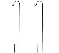 Metal Border Hook, Metal Border Hooks Adjustable Height Shepherd Crook Garden Hooks with Hooker for Solar Christmas Lights Lanterns Weddings Plant 2PCS, Metal Garden Hooks