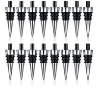 Metal Bottle Stopper Blank Stainless Steel Wine Bottle Stopper Kit Reusable Wine Corks Chrome Bottle Stopper Inserts Set Hardware for Christmas Wine Party Bar Turning DIY Handmade Craft (16 Pieces)