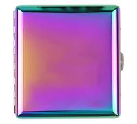 Metal Box, Stainless Steel Cigarette Holder Holds 20 Cigarettes 84mm, Slim Tobacco Box, Pocket Size Cigarette Case for Men & Women, Durable Cigarette Case for Roll Ups (Rainbow)