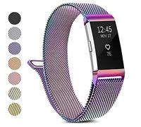 Metal Bracelet Compatible with Fitbit Charge 2 Wristbands, Women and Men, Stainless Steel Mesh Loop Adjustable Wristband Replacement Wristband for Fitbit Charge 2, Colourful, Large, mesh