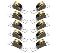 Metal Bracket Screen Roller Assembly, 10mm | 10 Mm Track Wheel on Sliding Window Panels, Brass Look Channel Hardware, 10 Piece Replacement Set for Routine