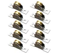 Metal Bracket Screen Roller Assembly, 10mm | 10 Mm Track Wheel on Sliding Window Panels, Brass Look Channel Hardware, 10 Piece Replacement Set for Routine