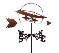 Metal Bracket Weather Vane-Airplane,Wind Direction Indicator Farmhouse Roof Mount Outdoor Farm Garden Decorative Retro Durable Scene Stainless Steel Weathervane Vane
