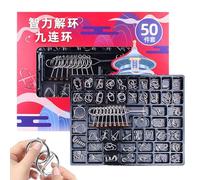 Metal Brain Puzzle | Logical Thinking Training Game | 50 Pieces Metal Wire Challenging Puzzle for Children Teenagers Adults Office School Home Travel Holiday Gift
