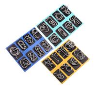 Metal Brain Teaser Puzzles - 5x5cm Mind Games | Ring Educational Toy | 3D Disentanglement Set | Carrying Bag | Reverse Thinking Party Travel Challenge