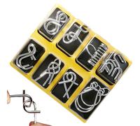 Metal Brain Teaser Puzzles | Iron Link Puzzle Lock and Unlock Toy,Classical Brain Teaser Ring Set,for Party Birthday Preschool Classroom Travel Adults Teens Kids