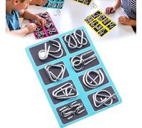 Metal Brain Teaser Puzzles Ring, 3D Interlocking Metal Wire IQ Logic Game, Brain Teaser IQ Test Disentanglemen Iron Link Unlock Interlock Game, Educational Party Favor Travel Thinking Toy (A-16PCS)