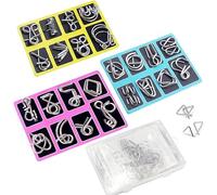 Metal Brain Teaser Puzzles Ring, 3D Interlocking Metal Wire IQ Logic Game, Challenging Iron Ring Puzzle for Kids Adults, Educational Party Favor Travel Thinking Toy